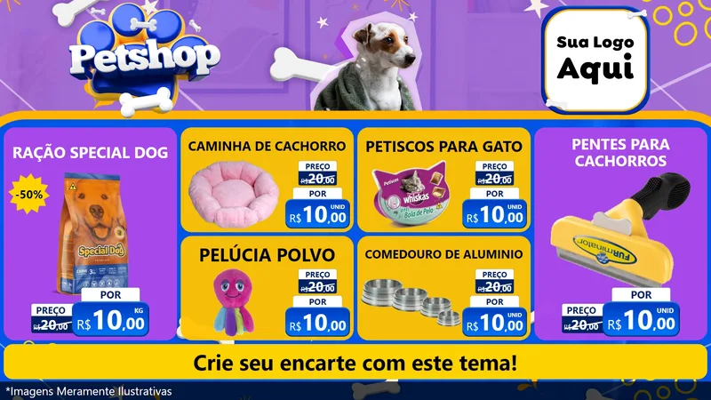 Modelo de TV para TV Horizontal com o tema Petshop para Pet Shop