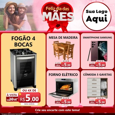Modelo de Rede Social para Feed Facebook com o tema Feliz Dia Das Mães para Móveis e Eletro