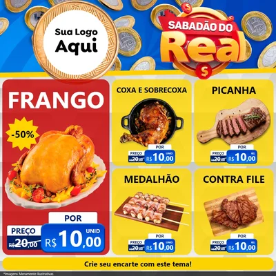 Modelo de Rede Social para Feed Facebook com o tema Sabadão do Real para Assados