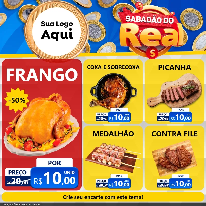 Modelo de Rede Social para Feed Facebook com o tema Sabadão do Real para Assados