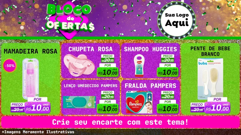 Modelo de TV para TV Horizontal com o tema Bloco de Ofertas para Bebês