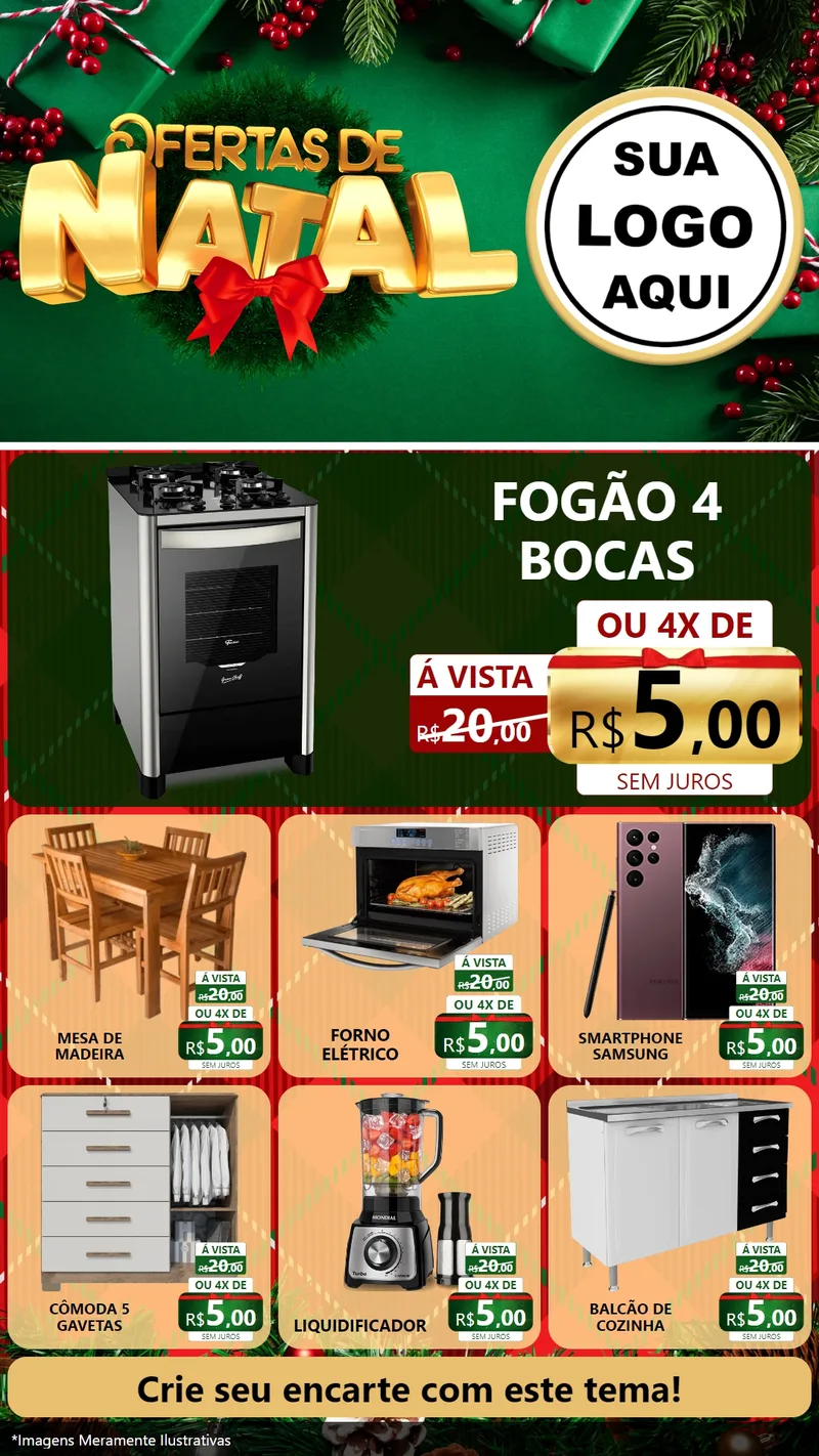 Modelo de Rede Social para Stories com o tema Ofertas de Natal para Móveis e Eletro