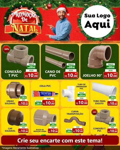 Modelo de Rede Social para Feed Instagram com o tema Promoção de Natal para Tubos e conexões
