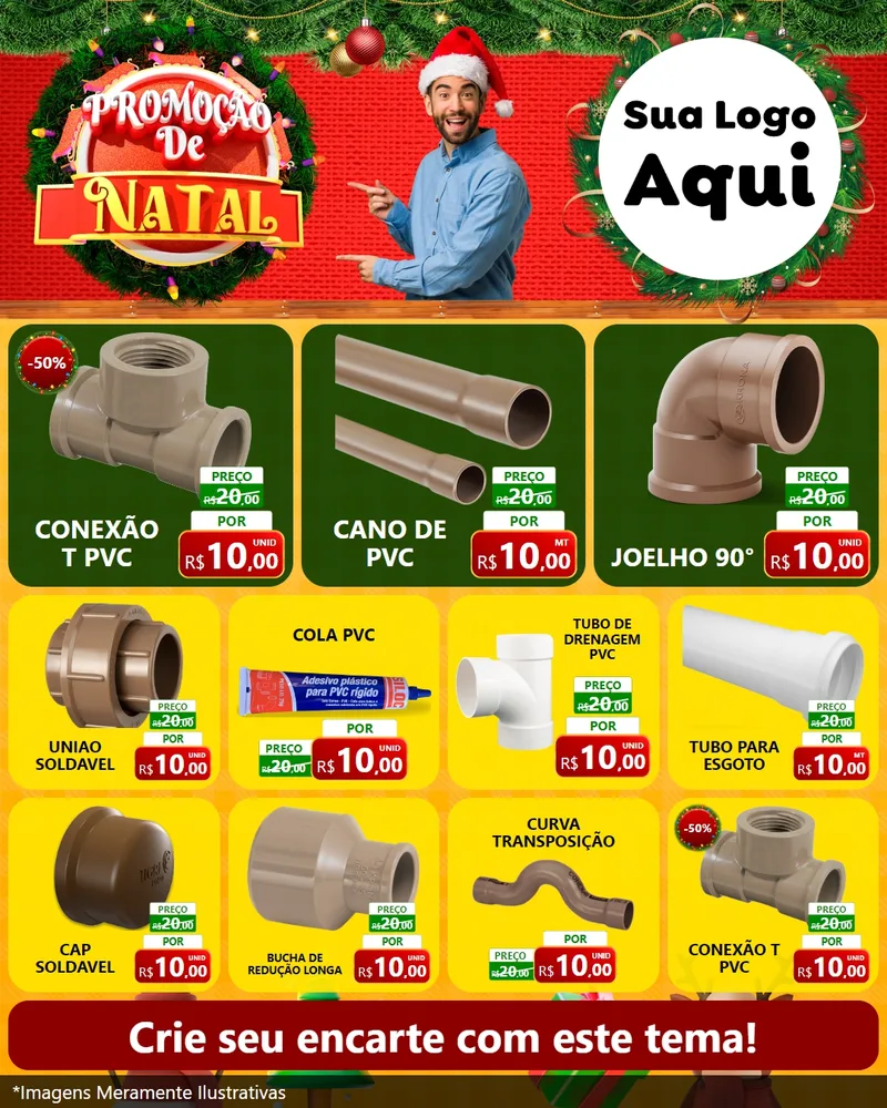 Modelo de Rede Social para Feed Instagram com o tema Promoção de Natal para Tubos e conexões