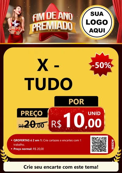 Modelo de Cartaz para Cartaz A4 Vertical com o tema Fim de Ano Premiado para Hamburgueria