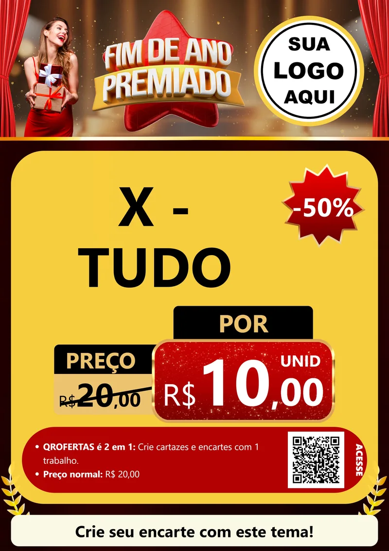 Modelo de Cartaz para Cartaz A4 Vertical com o tema Fim de Ano Premiado para Hamburgueria