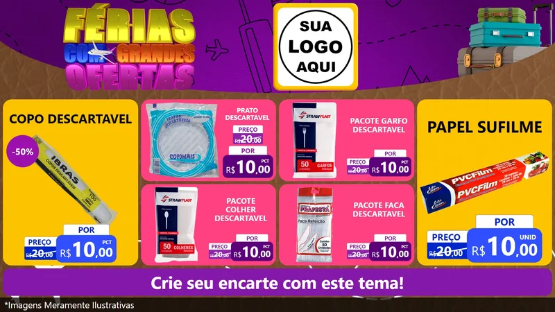 Modelo de TV para TV Horizontal com o tema Férias com Grandes Ofertas para Embalagens