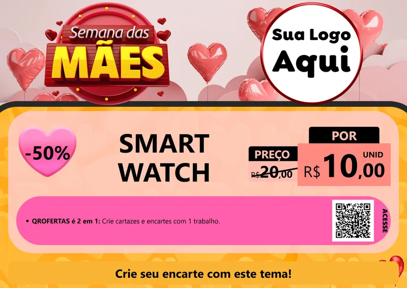 Modelo de Cartaz para Cartaz A4 Horizontal com o tema Semana das Mães para Informática
