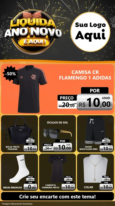 Modelo de Rede Social para Stories com o tema Liquida Ano Novo É Aqui! para Roupas e acessórios