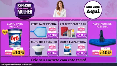 Modelo de TV para TV Horizontal com o tema Especial Semana da Mulher para Produtos para Piscina