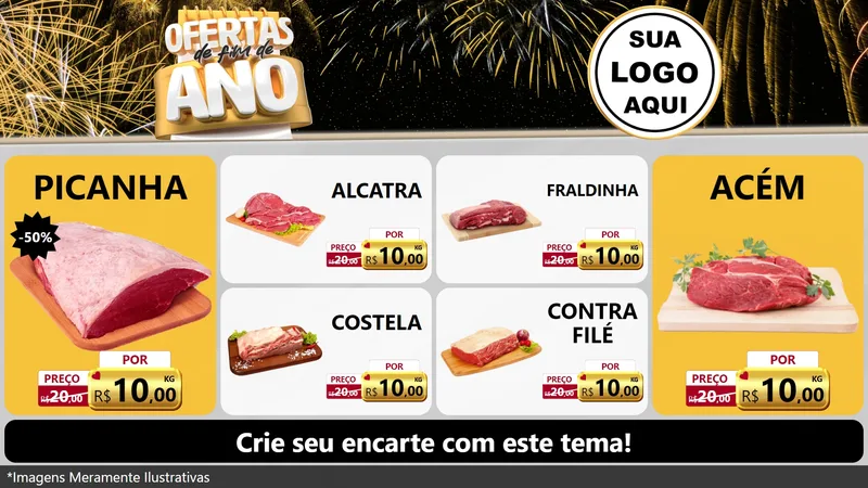 Modelo de TV para TV Horizontal com o tema Ofertas de Fim de Ano para Açougue