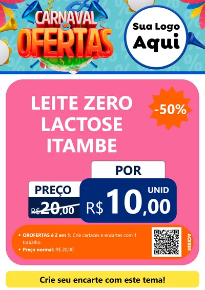 Modelo de Cartaz para Cartaz A4 Vertical com o tema Carnaval de Ofertas para Frios e Laticínios