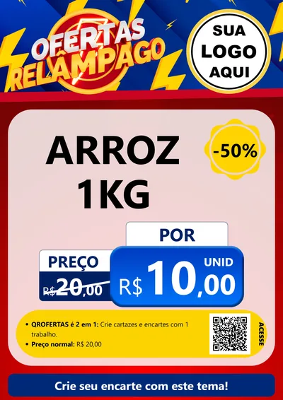 Modelo de Cartaz para Cartaz A4 Vertical com o tema Ofertas Relâmpago para Supermercado