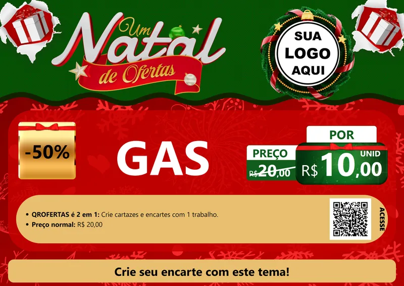 Modelo de Cartaz para Cartaz A4 Horizontal com o tema Um Natal de Ofertas para Água e gás