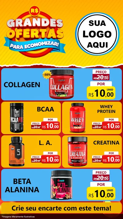 Modelo de TV para TV Vertical com o tema Grandes Ofertas Para Economizar! para Suplementos alimentares