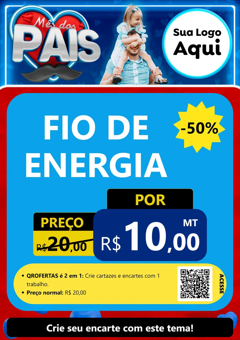 Modelo de Cartaz para Cartaz A4 Vertical com o tema Mês Dos Pais para Materiais Elétricos