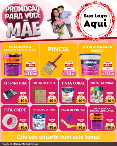Modelo de Rede Social para Feed Instagram com o tema Promoção Para Você Mãe para Tintas e Ferramentas