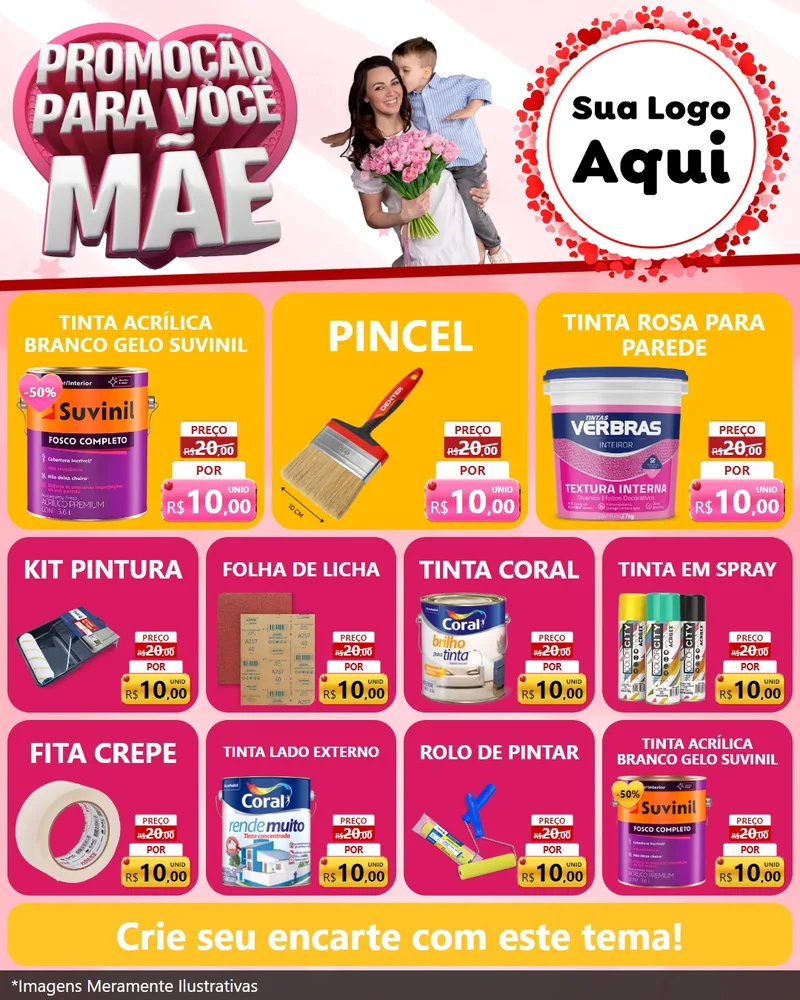 Modelo de Rede Social para Feed Instagram com o tema Promoção Para Você Mãe para Tintas e Ferramentas
