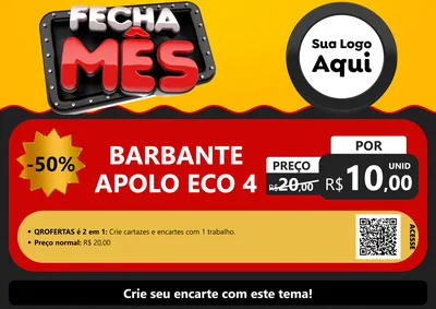 Modelo de Cartaz para Cartaz A4 Horizontal com o tema Fecha Mês para Armarinho e Aviamentos