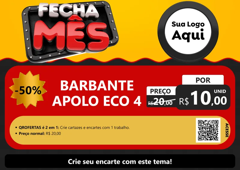 Modelo de Cartaz para Cartaz A4 Horizontal com o tema Fecha Mês para Armarinho e Aviamentos