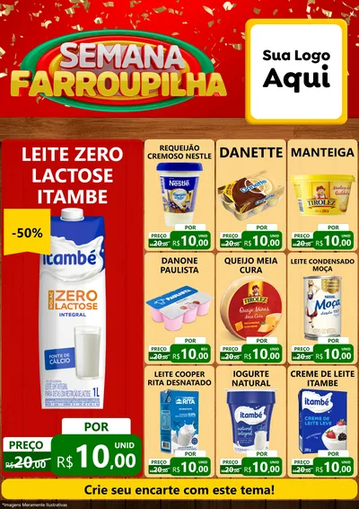 Modelo de Encarte para Encarte A4 Vertical com o tema Semana Farroupilha para Frios e Laticínios