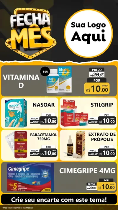 Modelo de TV para TV Vertical com o tema Fecha Mês para Farmácia