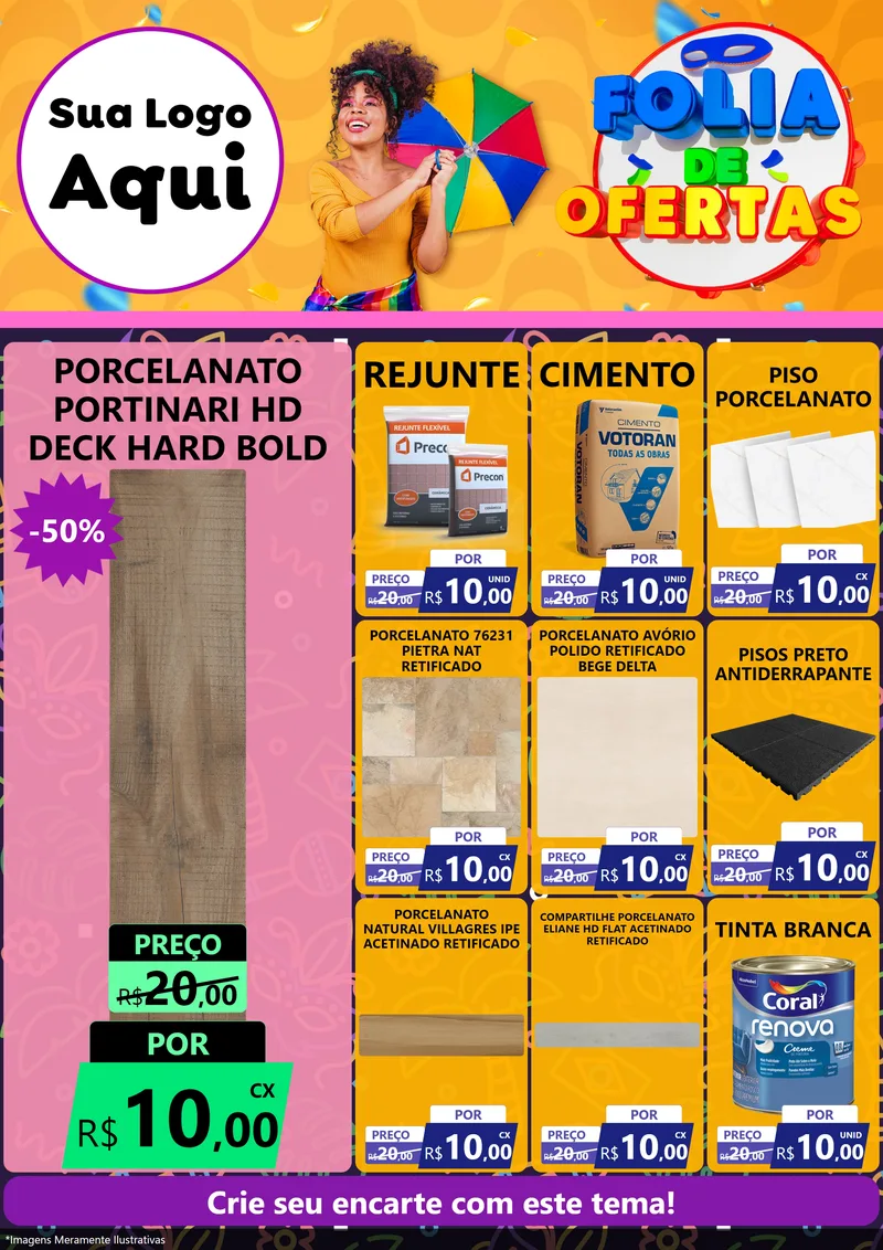 Modelo de Encarte para Encarte A4 Vertical com o tema Folia de Ofertas para Pisos e revestimentos