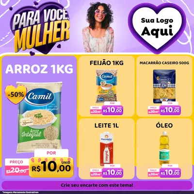 Modelo de Rede Social para Feed Facebook com o tema Para Você, Mulher para Supermercado