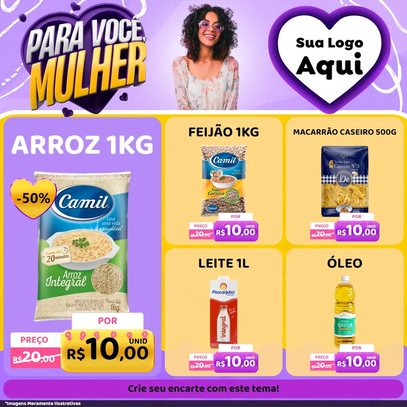 Modelo de Rede Social para Feed Facebook com o tema Para Você, Mulher para Supermercado