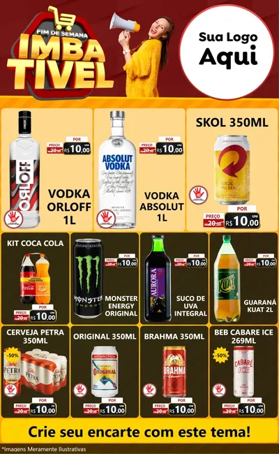 Modelo de Encarte para Encarte Grande com o tema Fim de Semana Imbatível para Distribuidora de bebidas