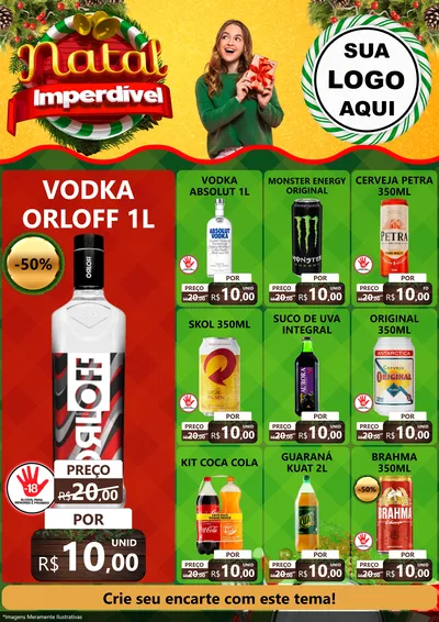 Modelo de Encarte para Encarte A4 Vertical com o tema Natal Imperdível para Distribuidora de bebidas
