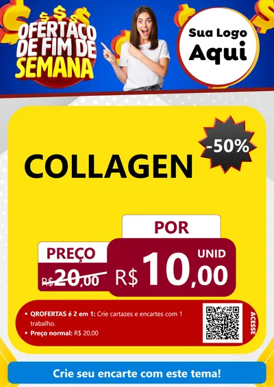 Modelo de Cartaz para Cartaz A4 Vertical com o tema Ofertaço de Fim de Semana para Suplementos alimentares