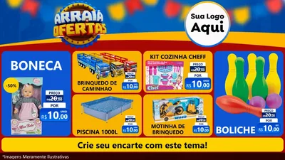 Modelo de TV para TV Horizontal com o tema Arraiá de Ofertas - Junina para Brinquedos
