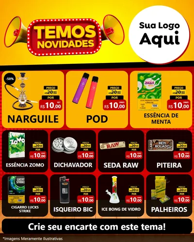 Modelo de Rede Social para Feed Instagram com o tema Temos Novidades para Tabacaria