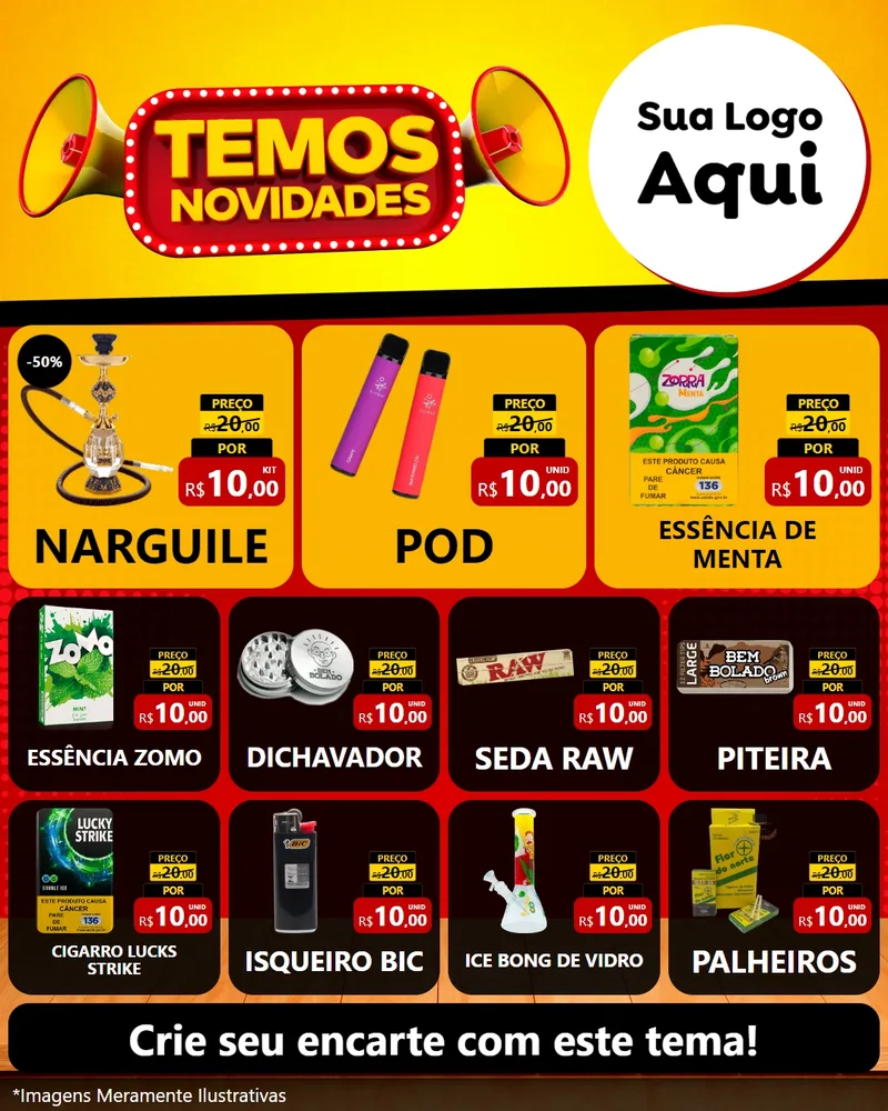 Modelo de Rede Social para Feed Instagram com o tema Temos Novidades para Tabacaria
