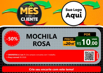 Modelo de Cartaz para Cartaz A4 Horizontal com o tema Mês do Cliente para Papelaria