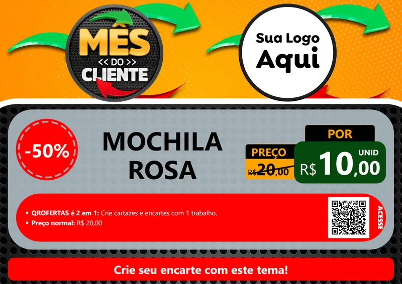 Modelo de Cartaz para Cartaz A4 Horizontal com o tema Mês do Cliente para Papelaria