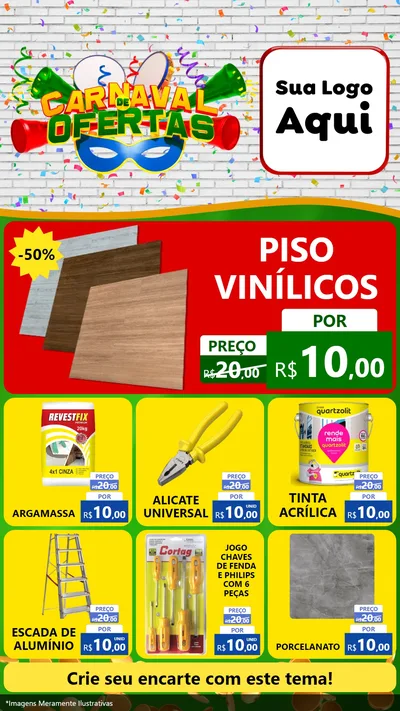 Modelo de Rede Social para Stories com o tema Carnaval de Ofertas para Material para Construção