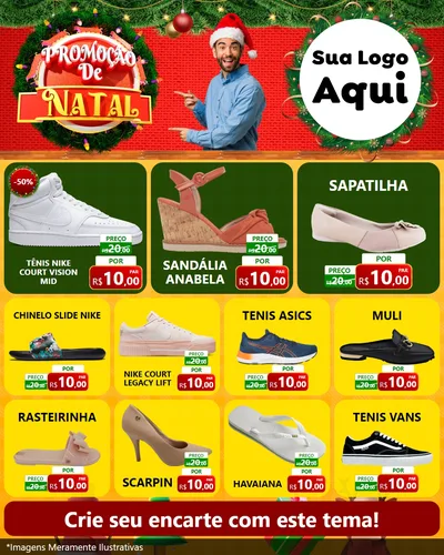 Modelo de Rede Social para Feed Instagram com o tema Promoção de Natal para Calçados