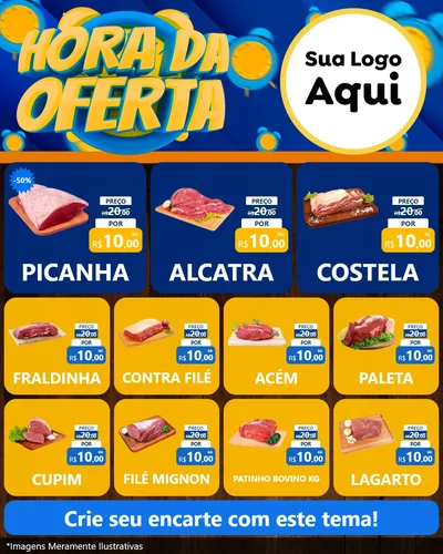 Modelo de Rede Social para Feed Instagram com o tema Hora da Oferta para Açougue