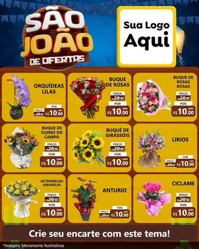 Modelo de Rede Social para Feed Instagram com o tema São João Ofertas Imbatíveis! - Junina para Floricultura e jardim