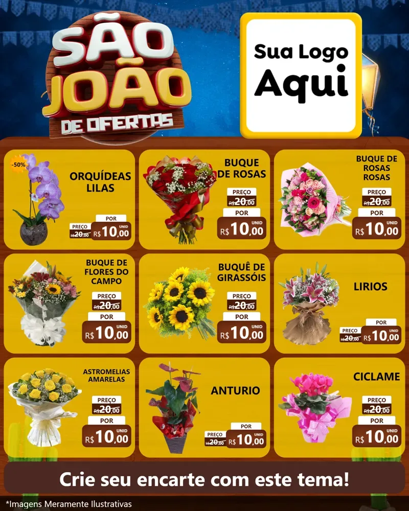 Modelo de Rede Social para Feed Instagram com o tema São João Ofertas Imbatíveis! - Junina para Floricultura e jardim