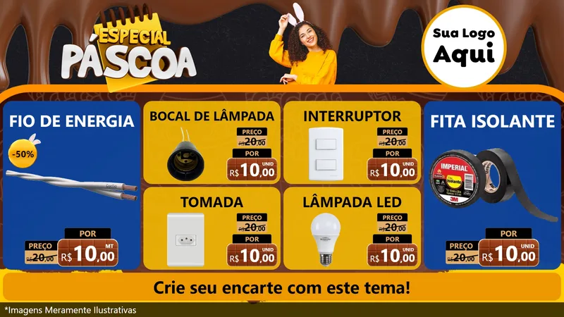 Modelo de TV para TV Horizontal com o tema Especial Páscoa para Materiais Elétricos