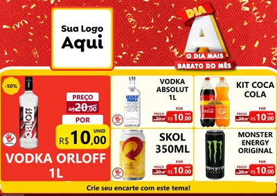 Modelo de Encarte para Encarte A4 Horizontal com o tema Dia A o Dia Mais Barato do Mês para Distribuidora de bebidas