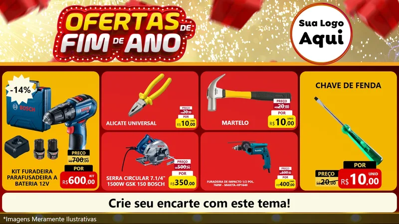 Modelo de TV para TV Horizontal com o tema Ofertas de Fim de Ano para Maquinas e Ferramentas
