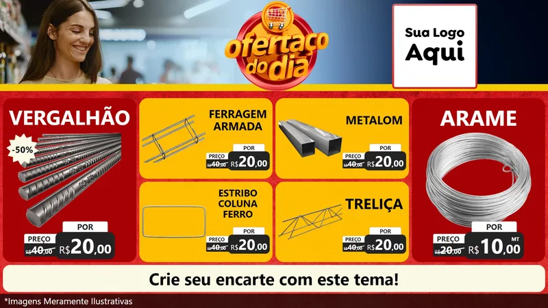 Modelo de TV para TV Horizontal com o tema Ofertaço Do Dia para Ferragens