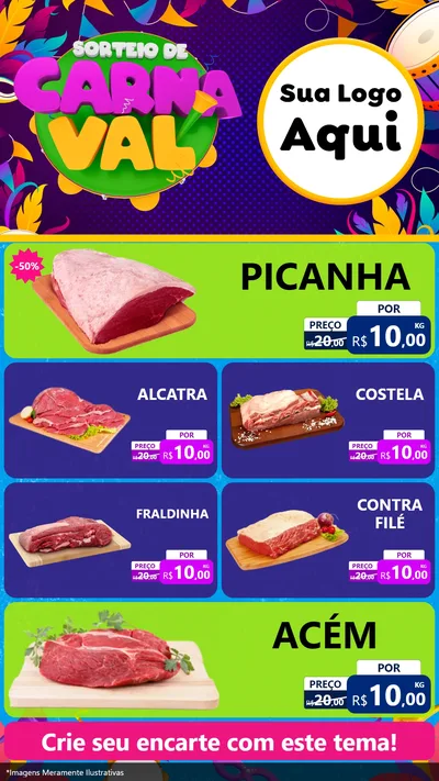 Modelo de TV para TV Vertical com o tema Sorteio de Carnaval para Açougue