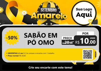 Modelo de Cartaz para Cartaz A4 Horizontal com o tema Setembro Amarelo para Produtos de Limpeza
