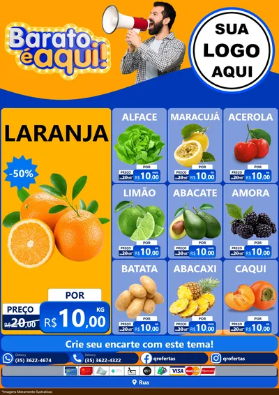 Modelo de Encarte para Encarte A4 Vertical com o tema Barato é aqui para Hortifrúti