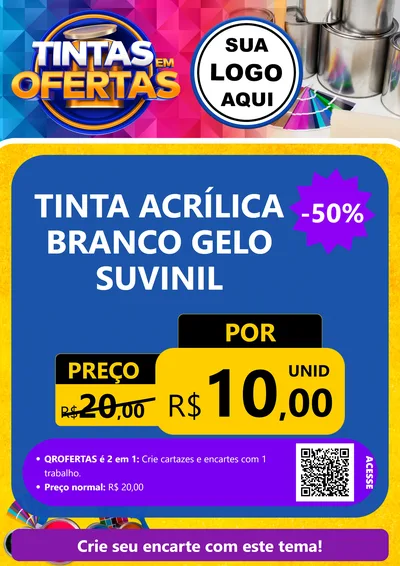 Modelo de Cartaz para Cartaz A4 Vertical com o tema Tintas em Ofertas para Tintas e Ferramentas